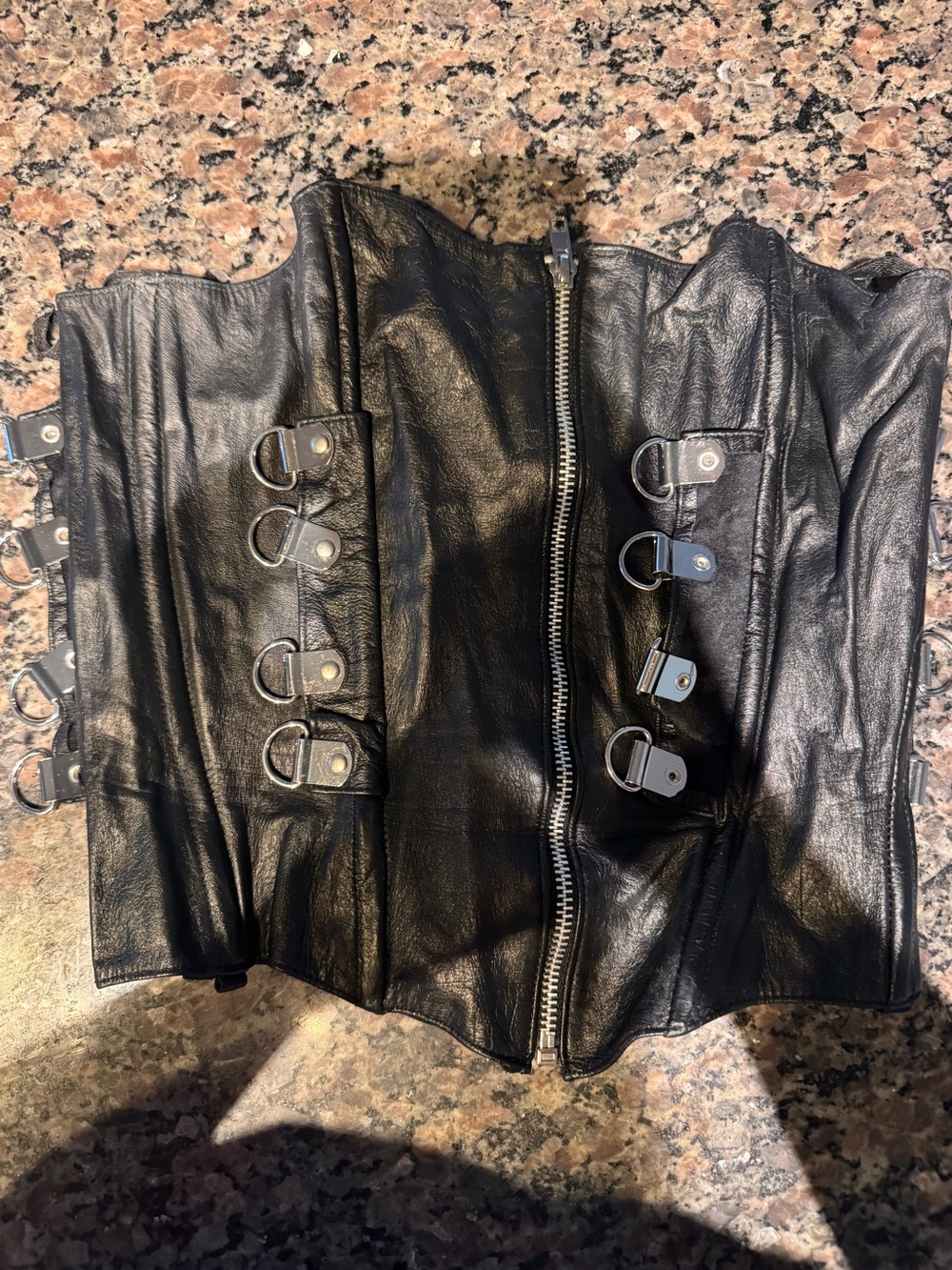Black Leather Corset with Decorative metal Buckles